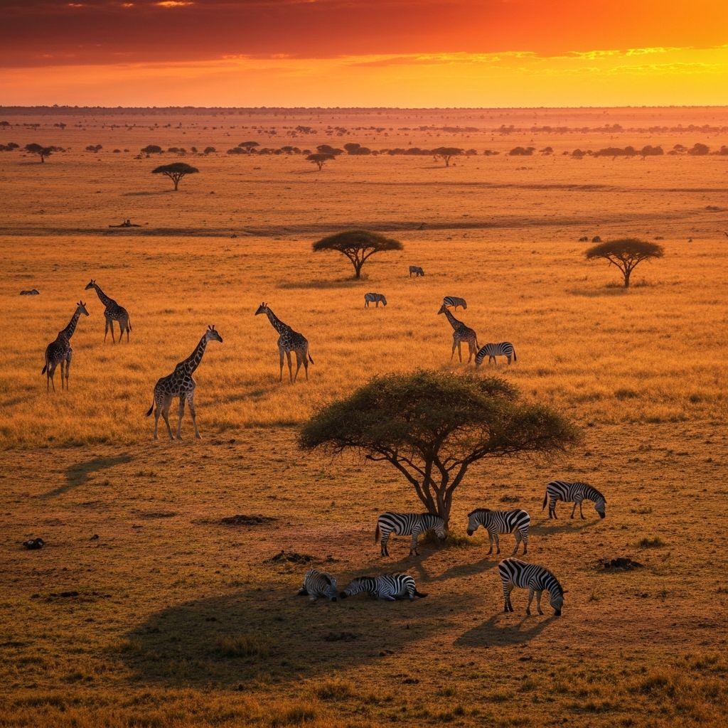 Acacia silhouettes against a Masai Mara sunset